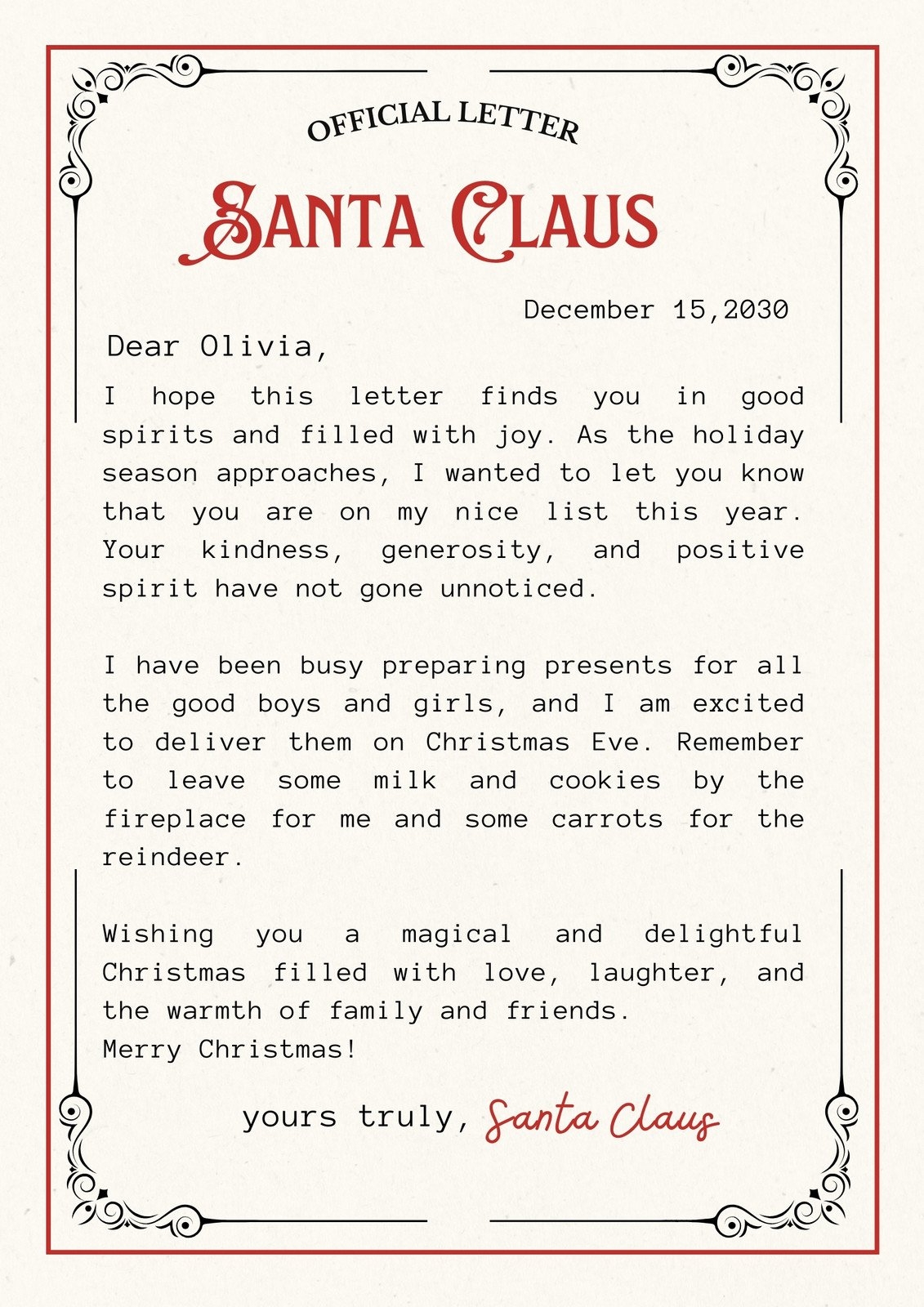 Free Letter Hot Sale From Santa