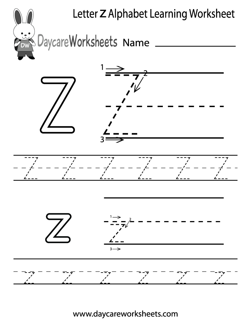 free printable worksheets for the letter z