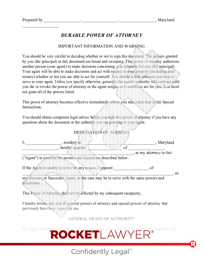 Free Maryland Power Of Attorney Make U0026 Download Rocket Lawyer Free Maryland Power Of Attorney Make U0026 Download Rocket Lawyer