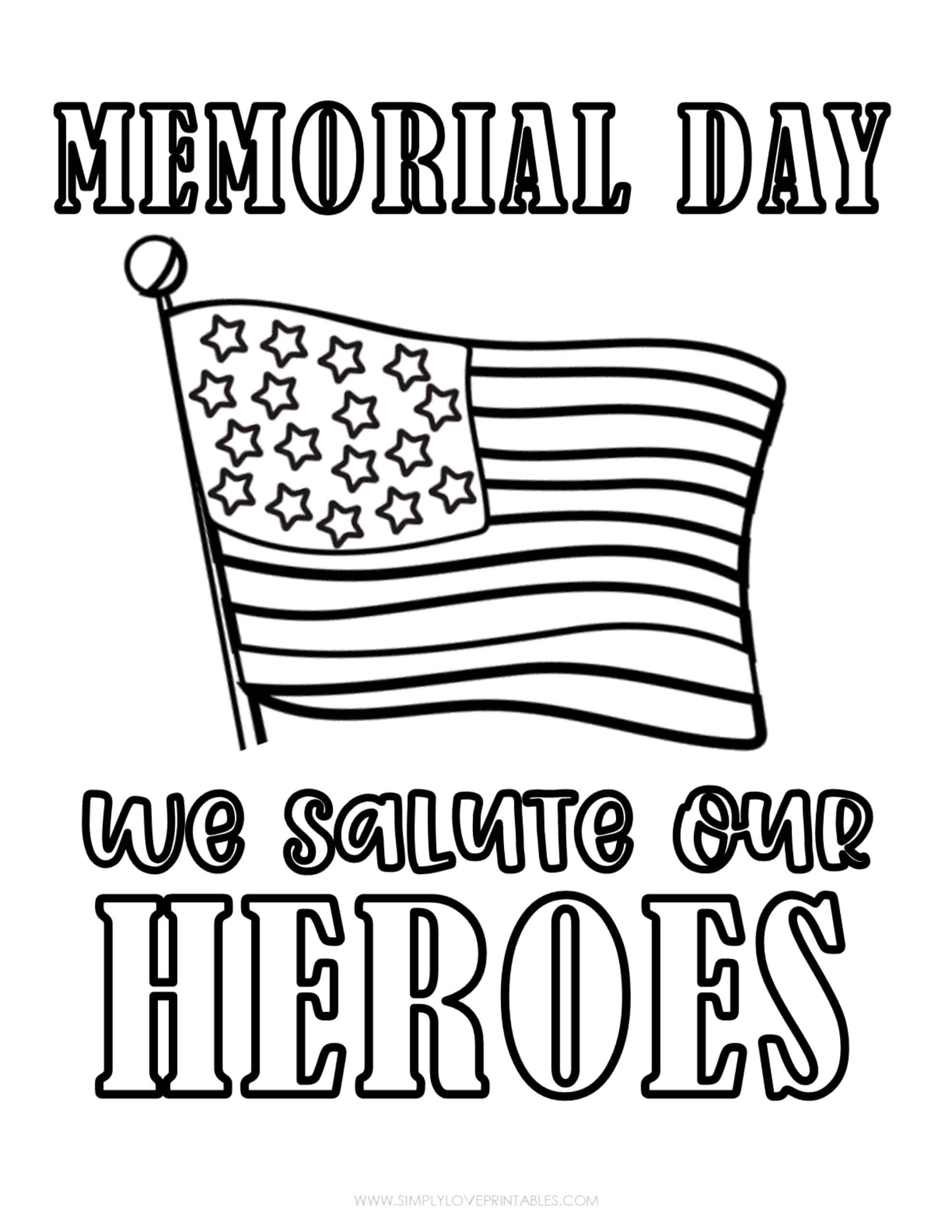 Free Memorial Day Coloring Pages Simply Love Printables Worksheets Library