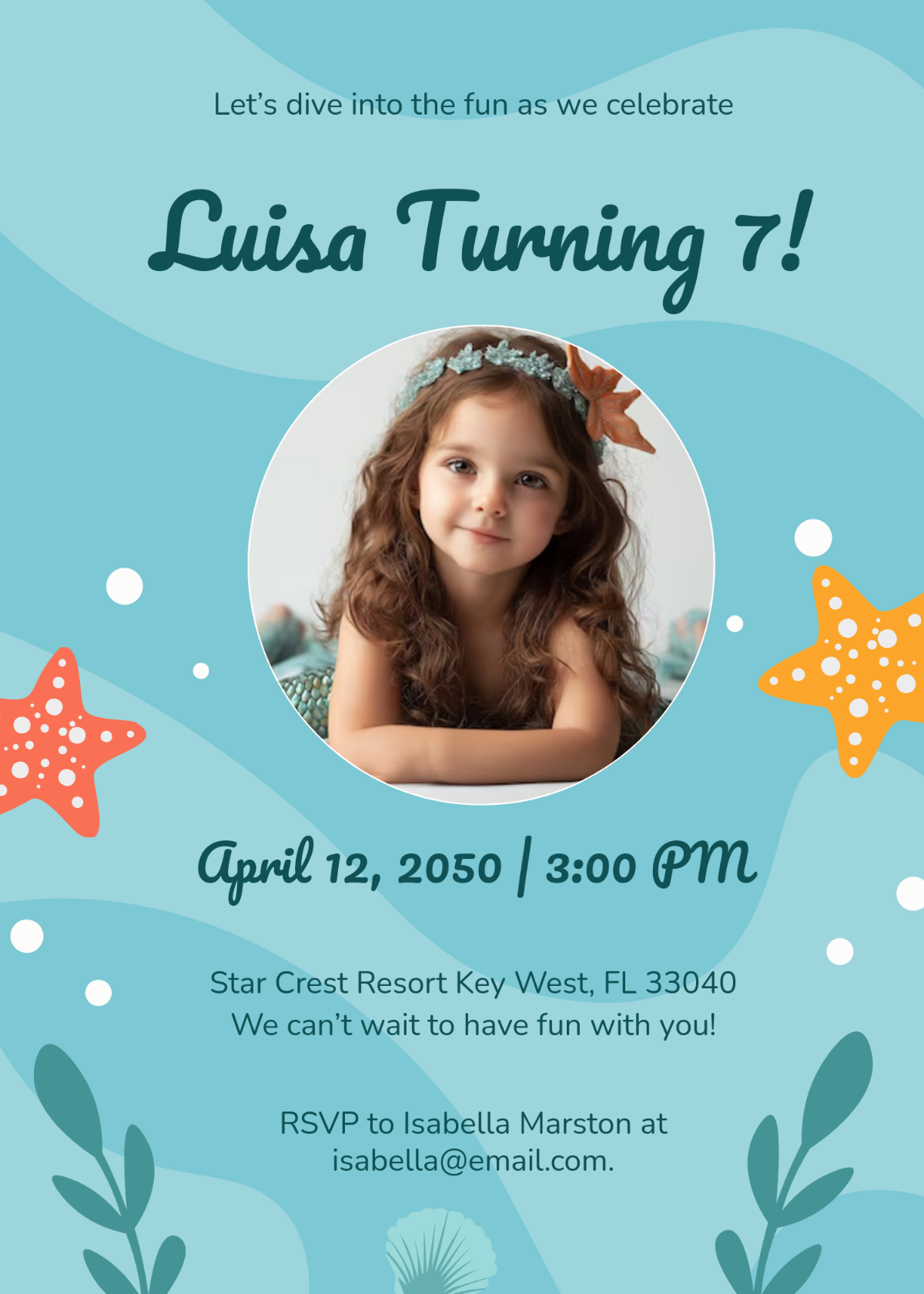 Free Mermaid Birthday Party Invitation Template To Edit Online Free Mermaid Birthday Party Invitation Template To Edit Online
