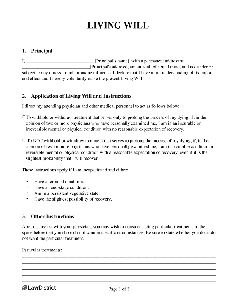 free printable living will missouri