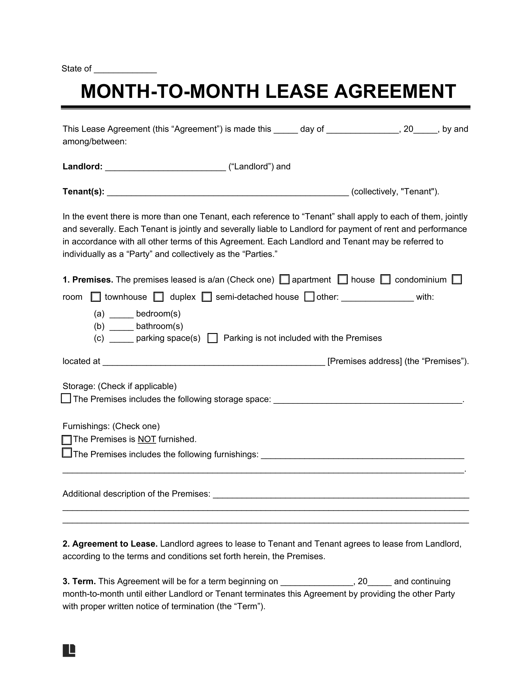 Free Month To Month Lease Agreementu200b Template PDF U0026 Word Free Month To Month Lease Agreementu200b Template PDF U0026 Word