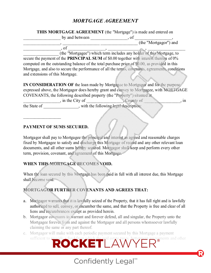 Free Mortgage Agreement Template U0026 FAQs Rocket Lawyer