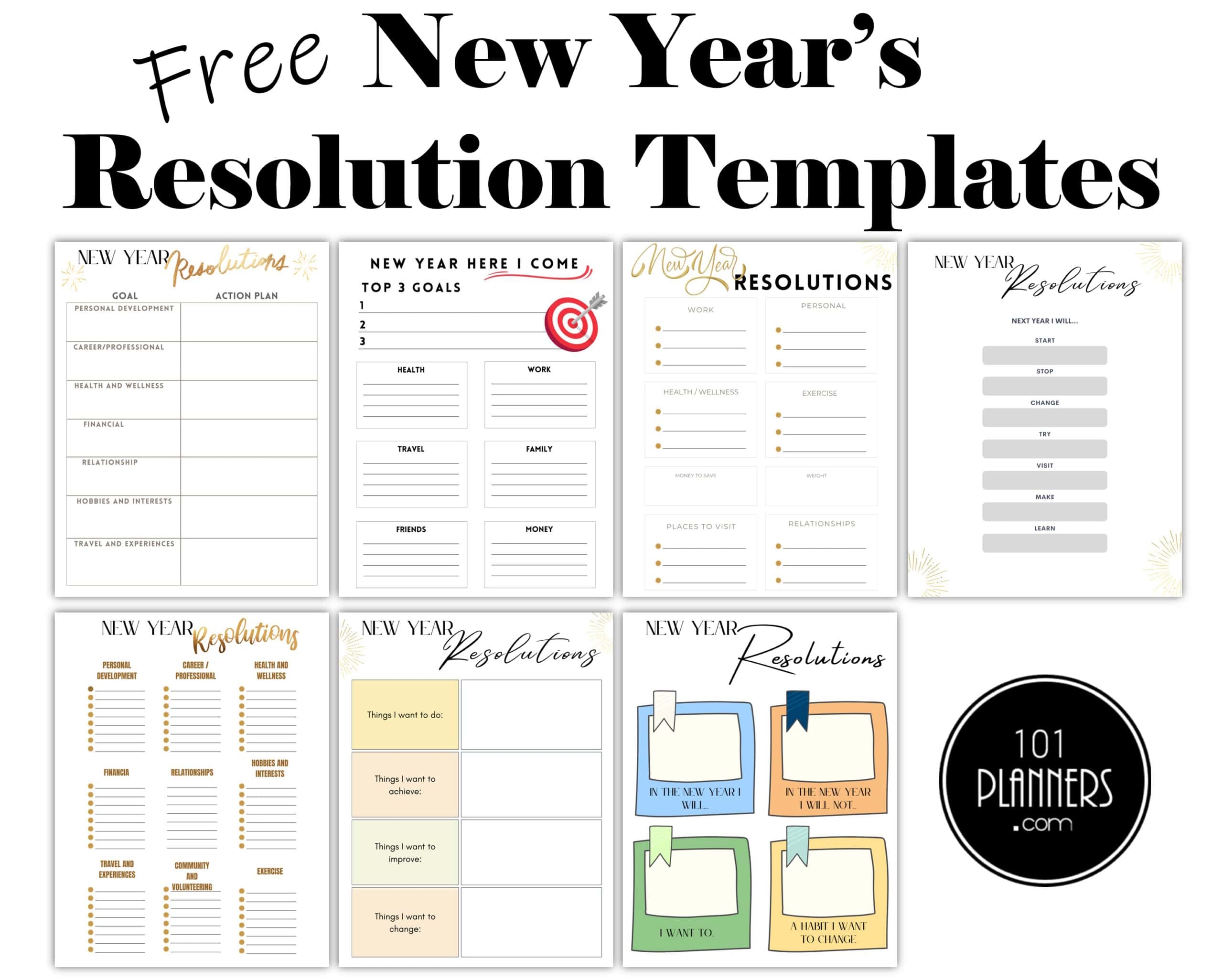 free new year s resolution printables