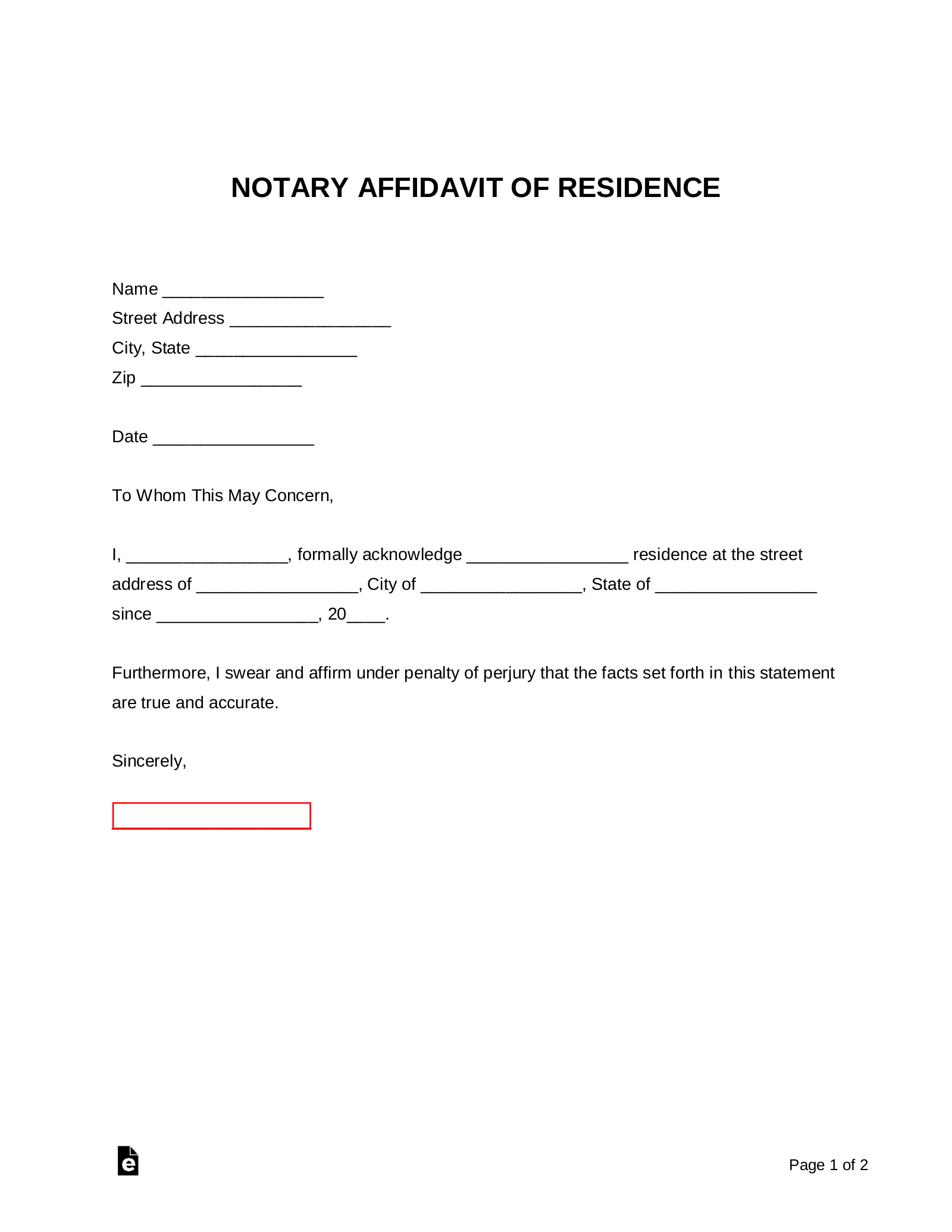 Free Notary Proof Of Residency Letter PDF Word EForms Free Notary Proof Of Residency Letter PDF Word EForms