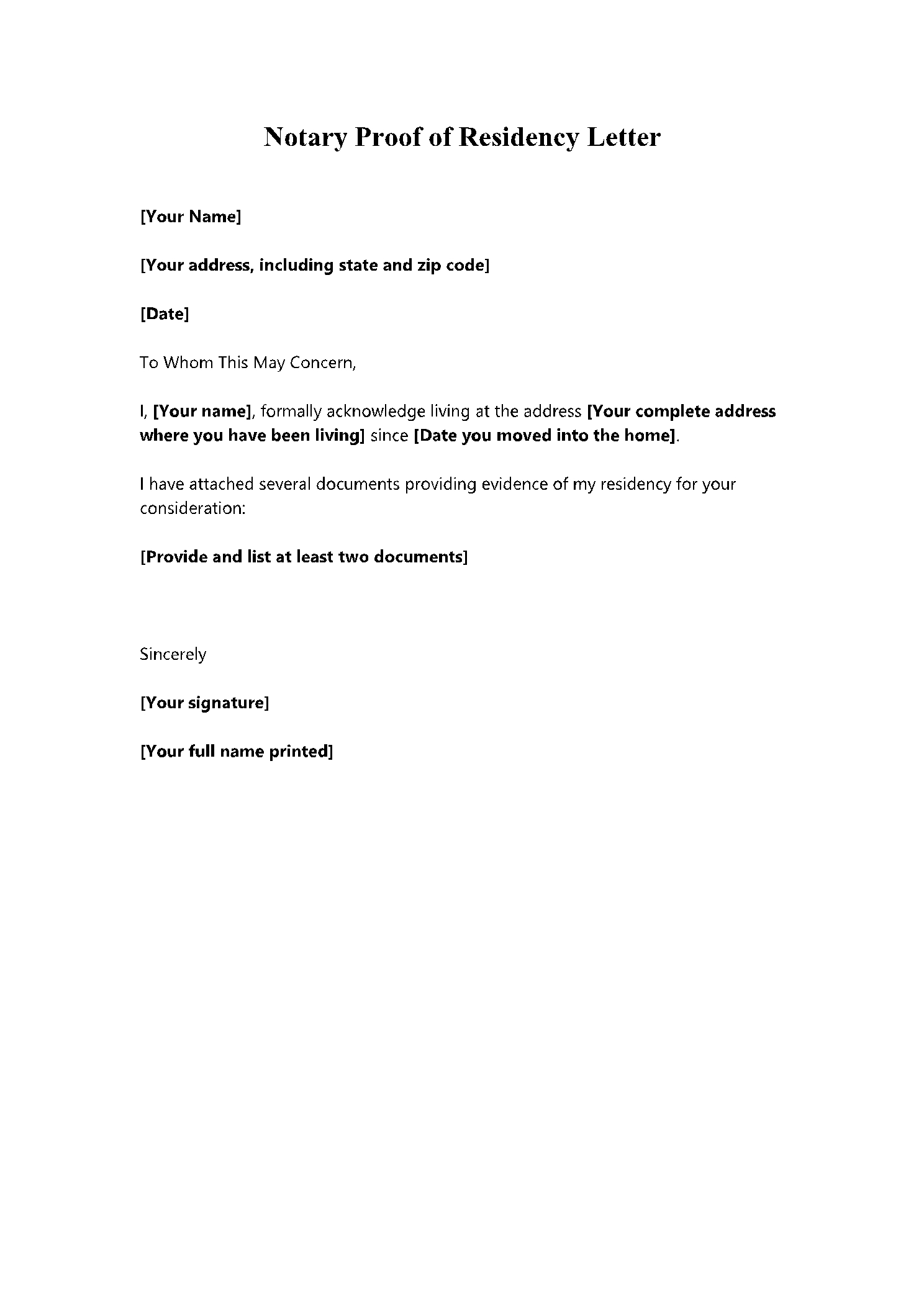 Free Notary Proof Of Residency Letter Template CocoSign Free Notary Proof Of Residency Letter Template CocoSign