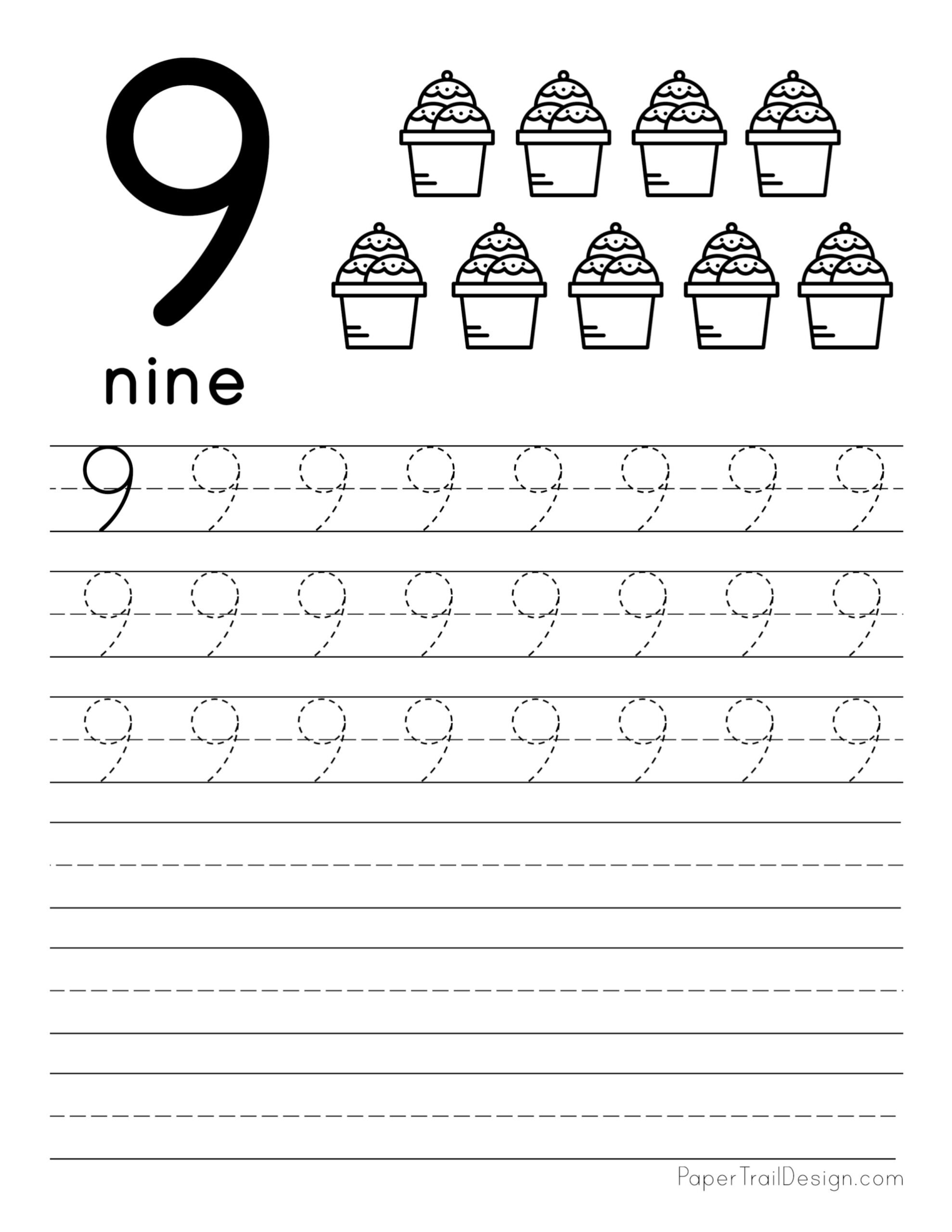 free printable worksheets for the number 9
