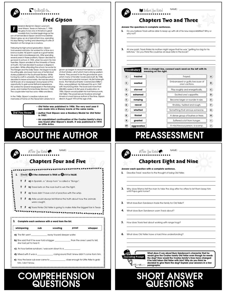 Free Old Yeller Worksheet Download Free Old Yeller Worksheet Png Images Free Worksheets On Clipart Library