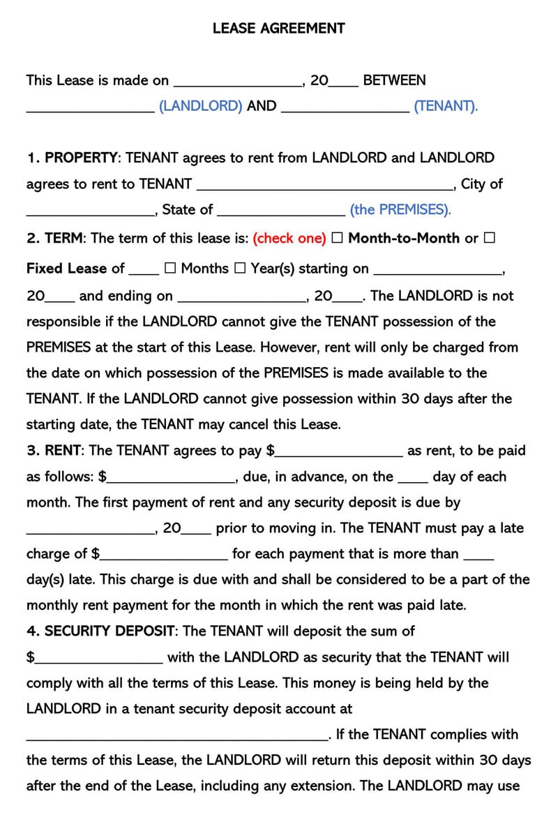 simple pdf free printable basic rental agreement
