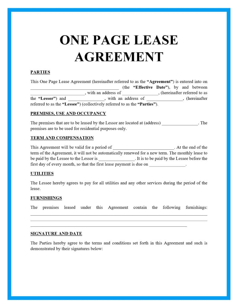printable rental lease agreement