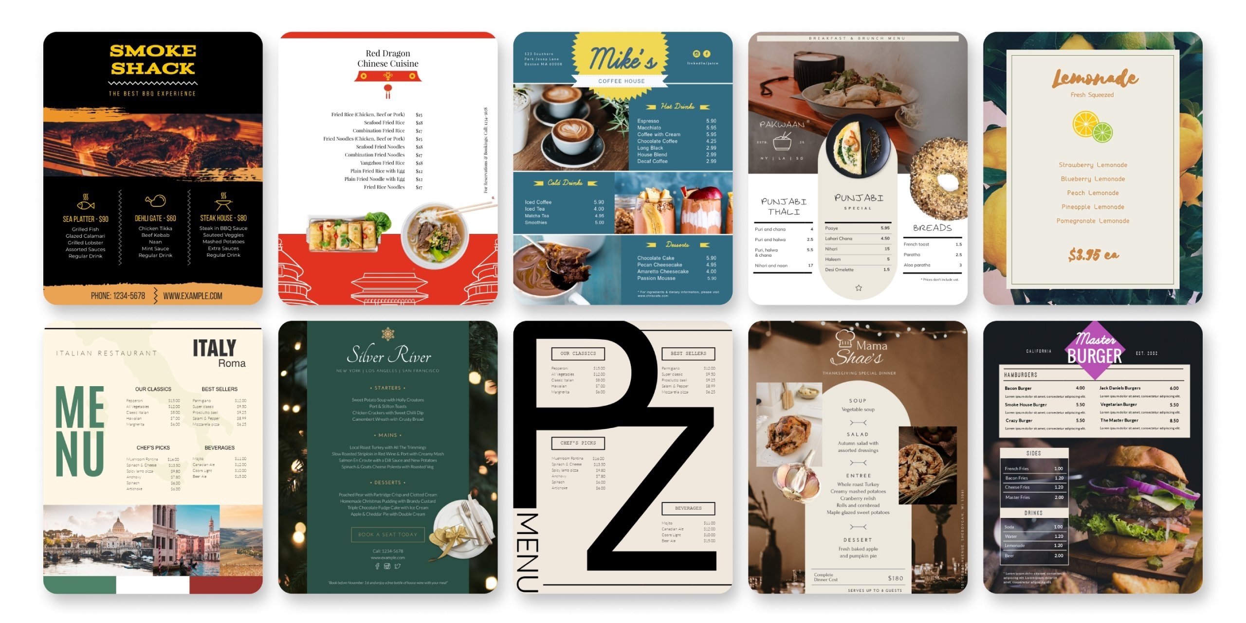 free online printable menu maker