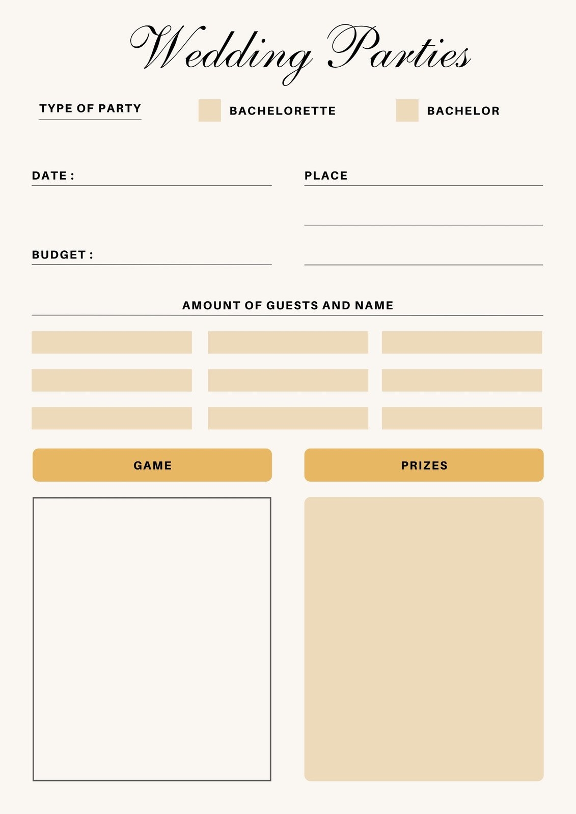 free printable party planning worksheet