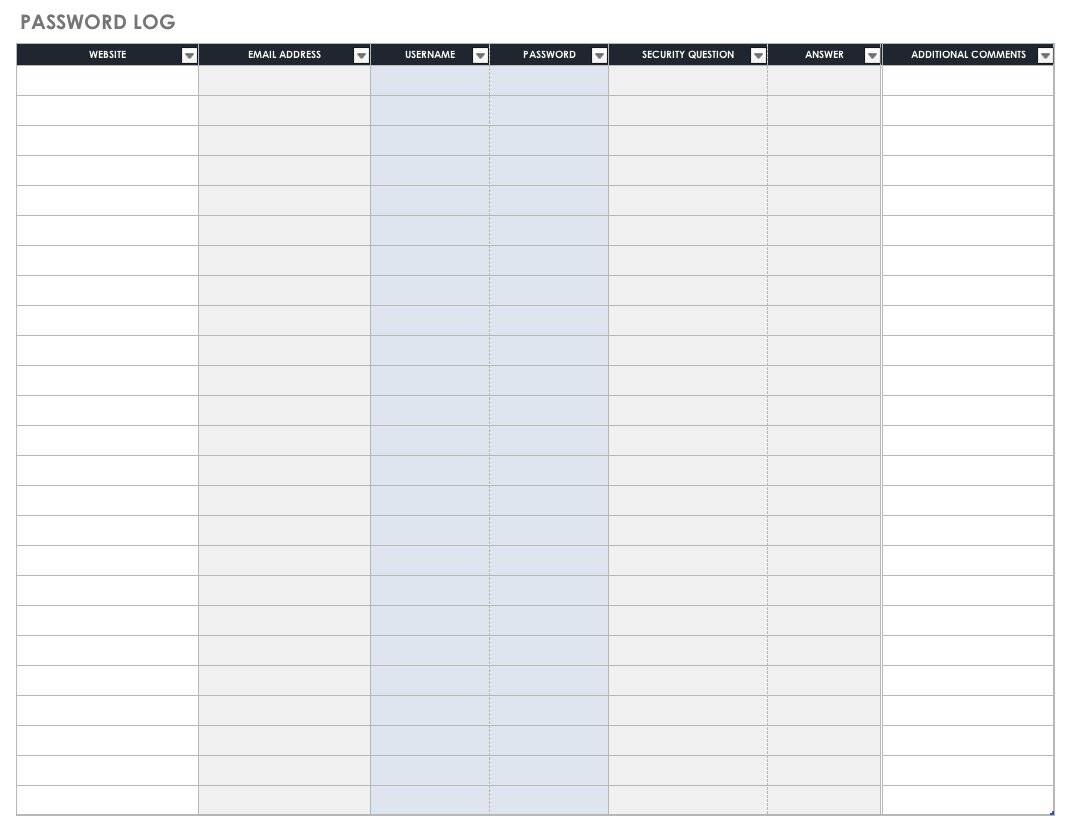password keeper printable pdf
