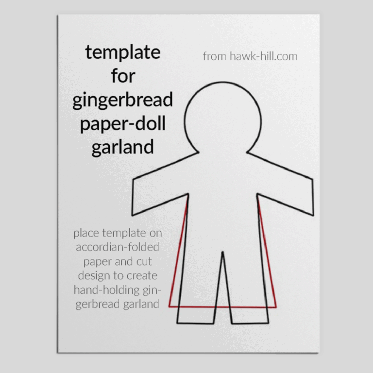 Free Pattern PDF Template For Making A Paper Doll Chain Hawk Hill