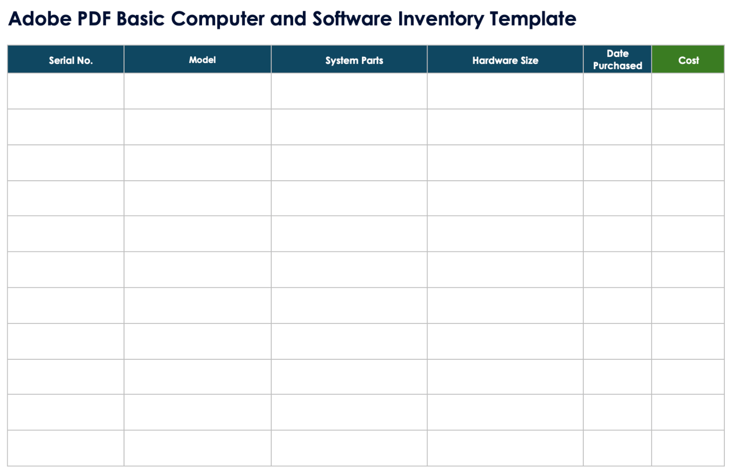 printable inventory list template