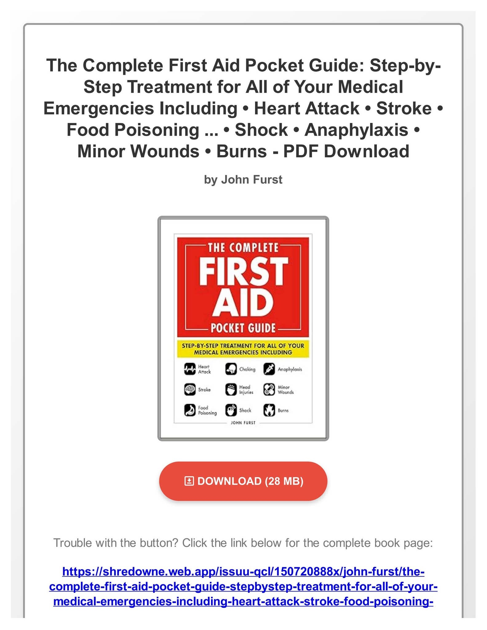 Free PDF The Complete First Aid Pocket Guide Step by Step Treatment For All Of Your Medical Emergen