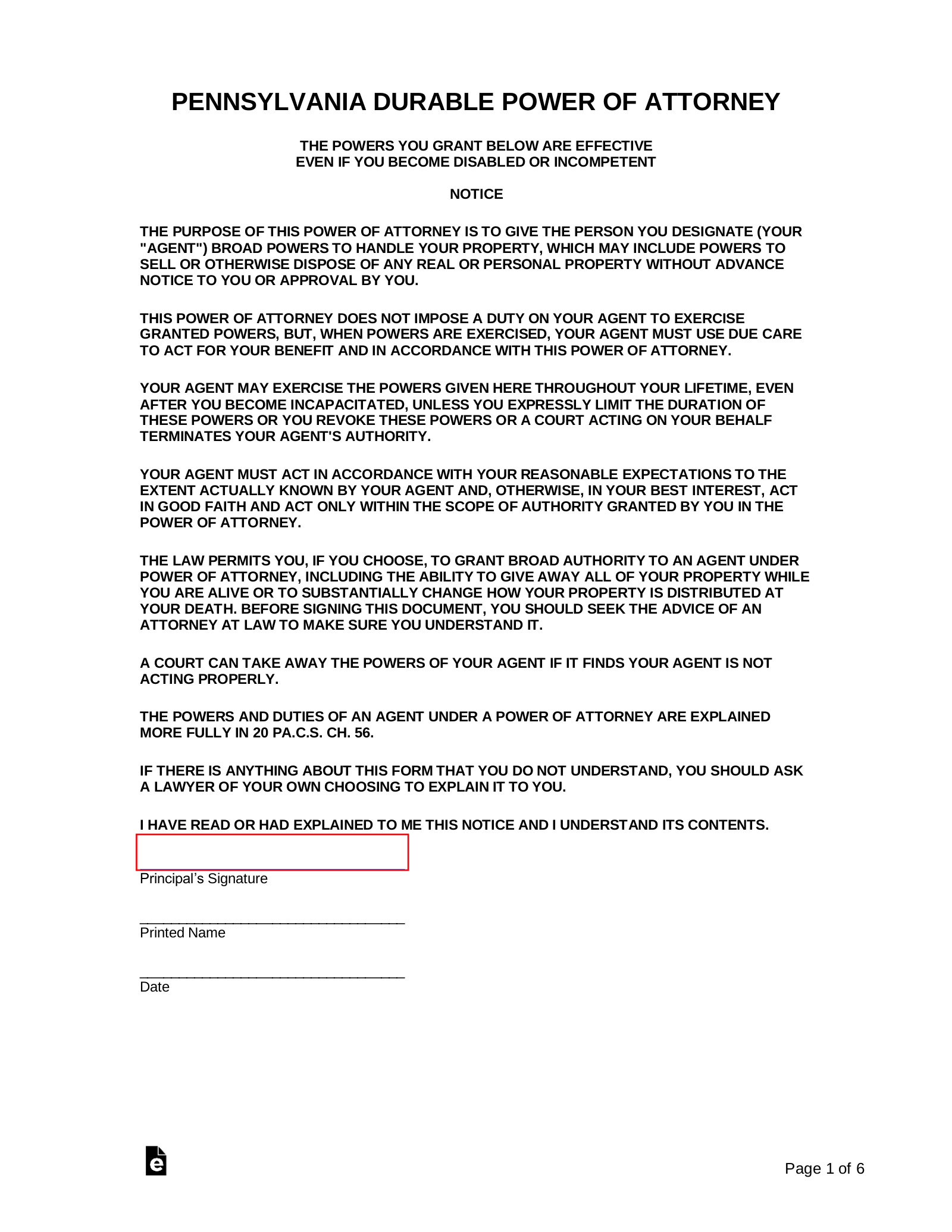 free printable power of attorney forms online