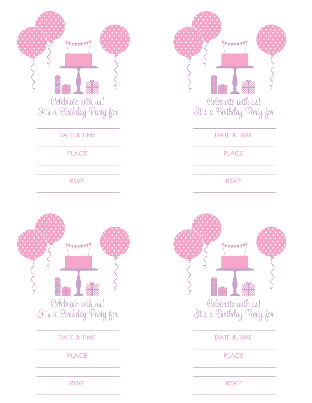 FREE Pink And Purple Girl Birthday Printables From Green Apple 