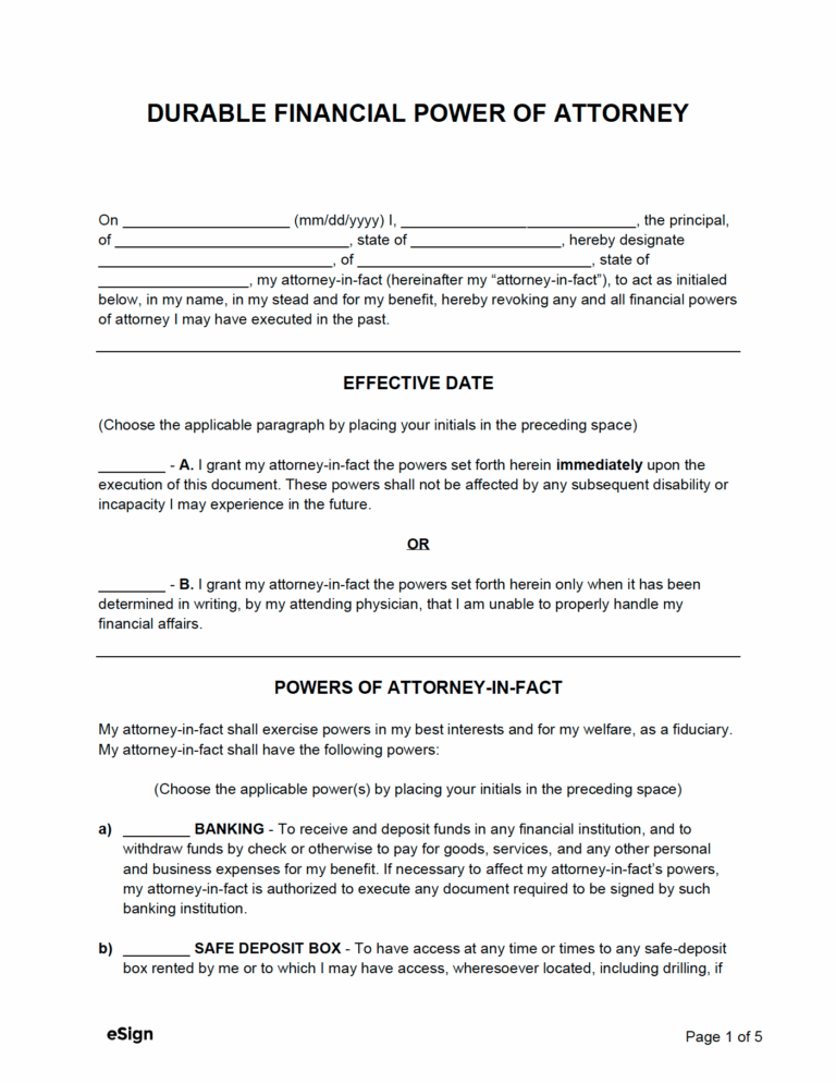 Free Power Of Attorney Forms 12 PDF Word