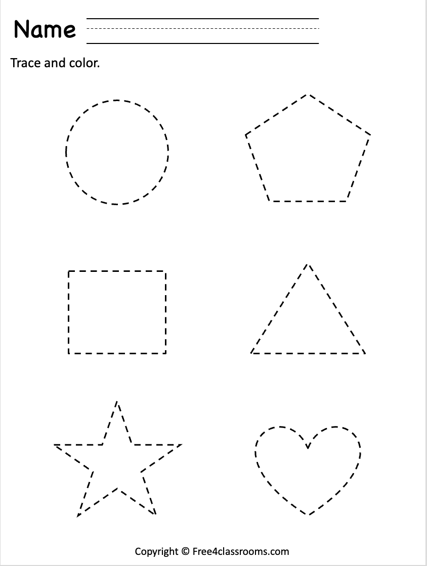 free printable shapes worksheets