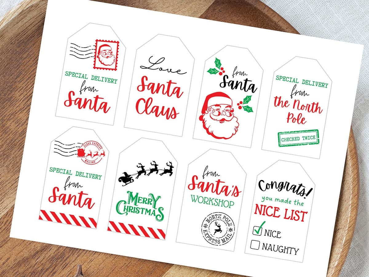 free printable gift tags from santa