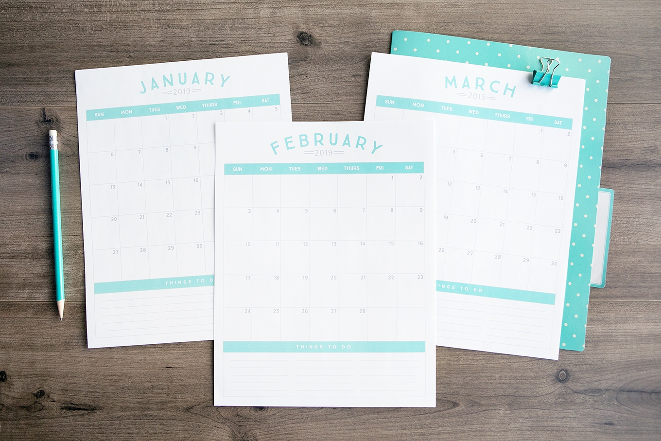 free printable 2019 calender