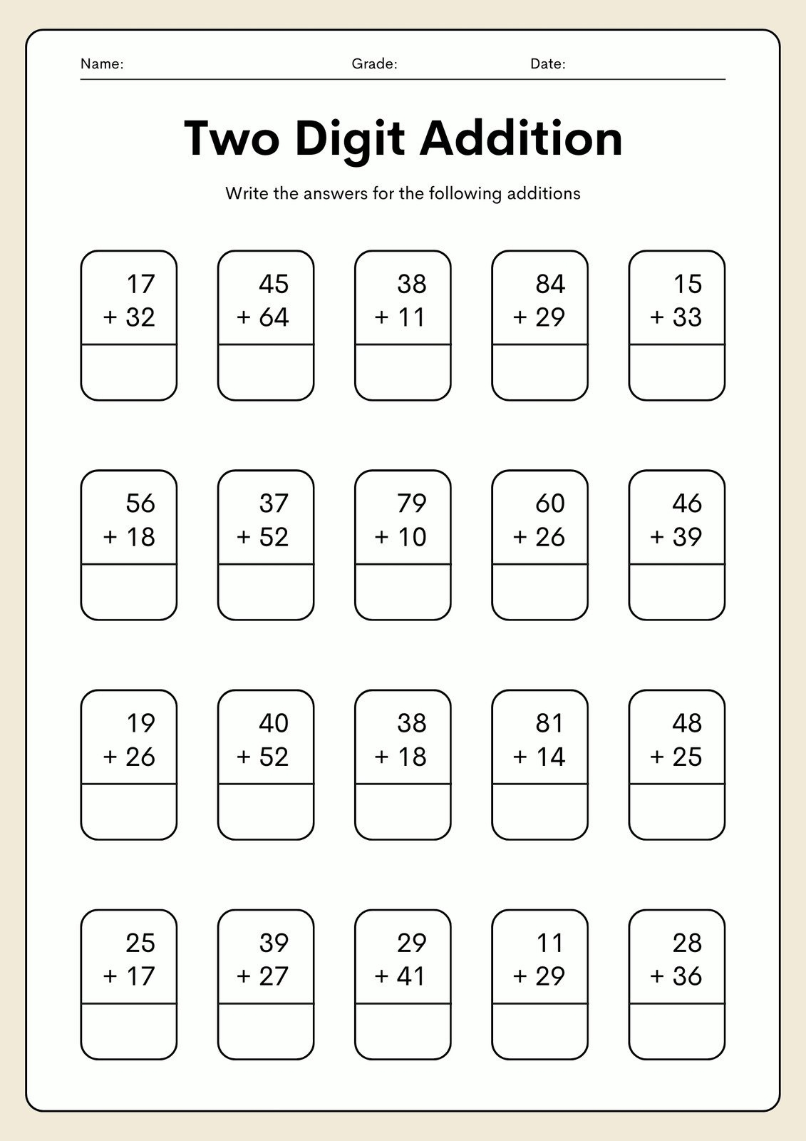 math test 2nd grade printable