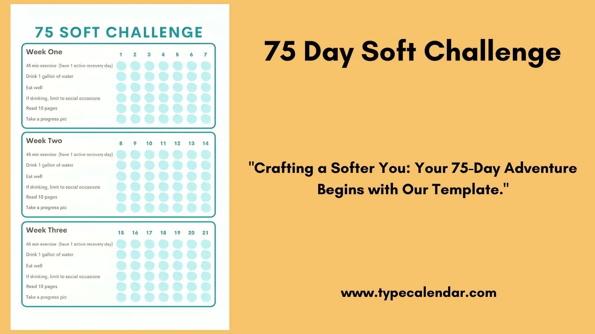 Free Printable 75 Day Soft Challenge Templates PDF Checklist 