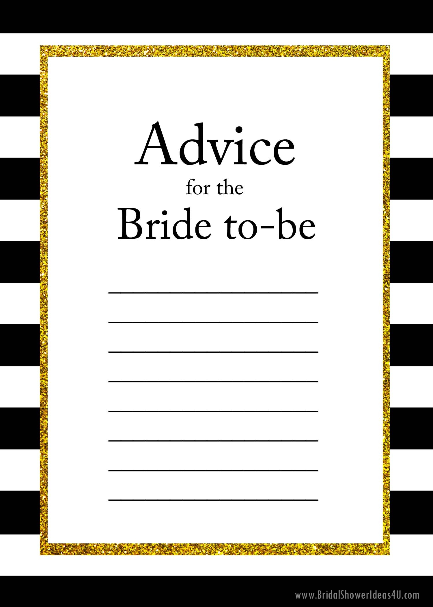 FREE Printable Advice For The Bride To Be Cards