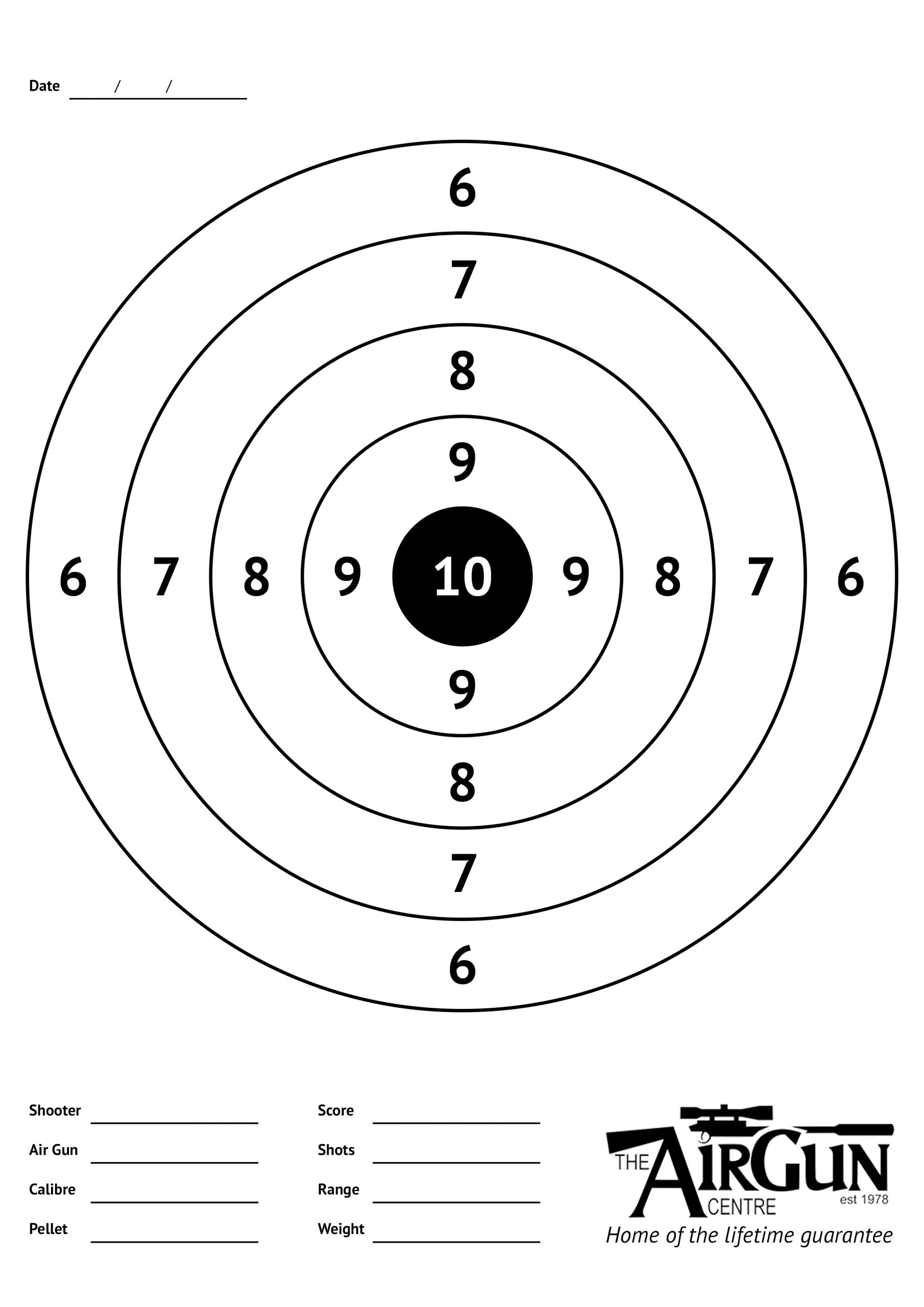 10 meter printable air rifle targets