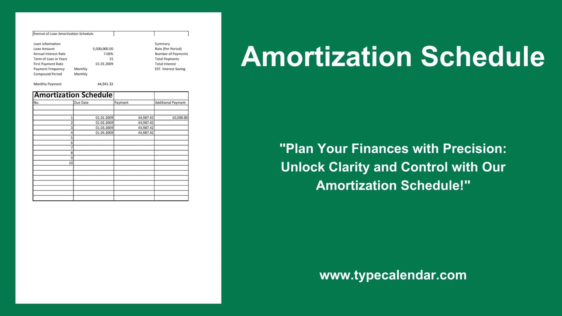 Free Printable Amortization Schedule Templates PDF Excel 
