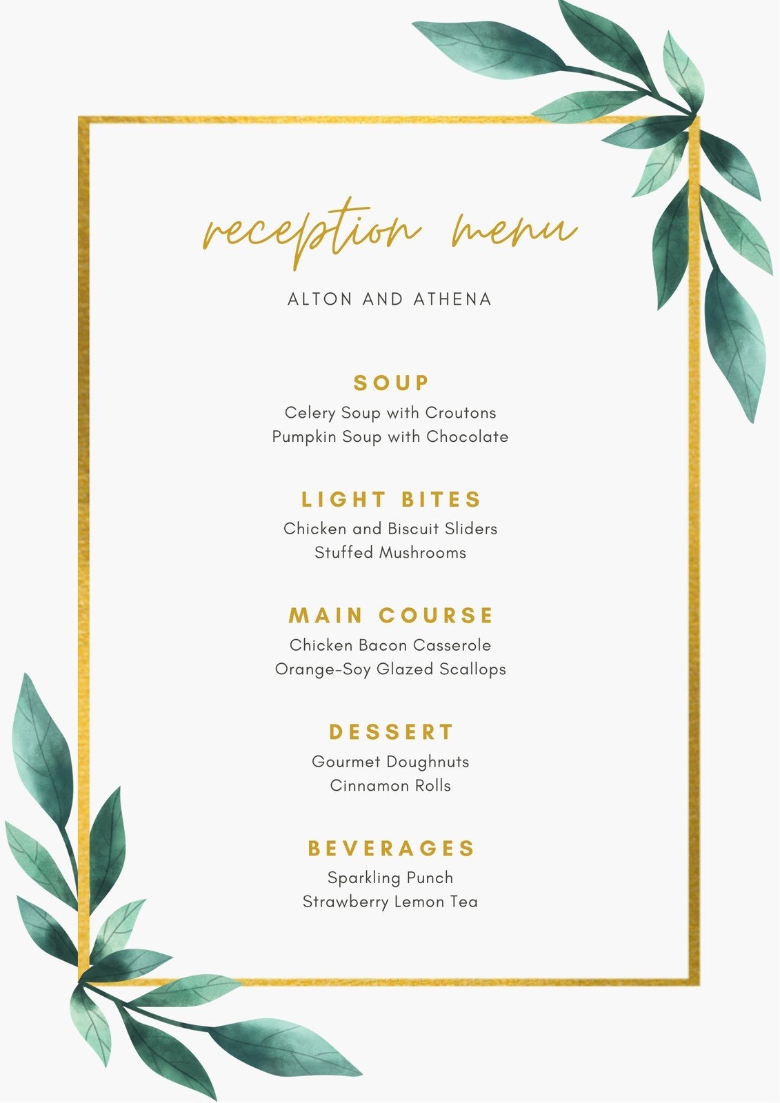 menu templates free printable