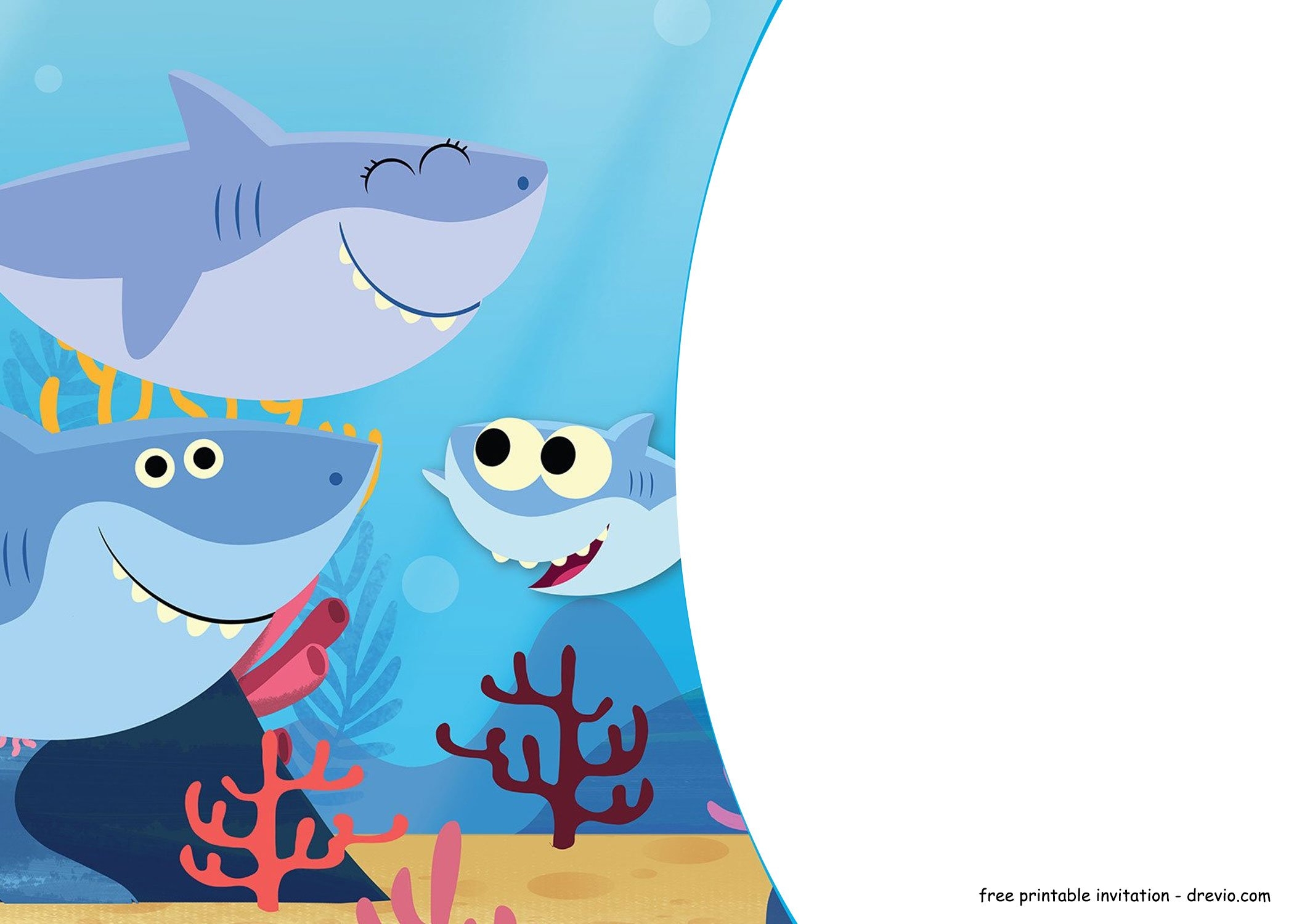 FREE Printable Baby Shark Pinkfong Birthday Invitation Template UPDATED 