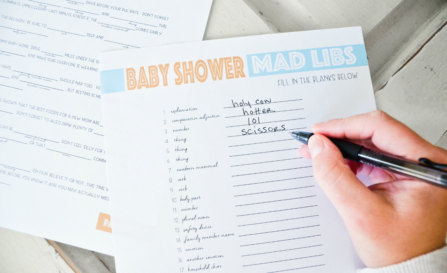 free printable baby shower mad libs
