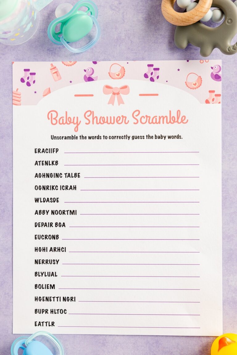 Free Printable Baby Shower Word Scramble Play Party Plan