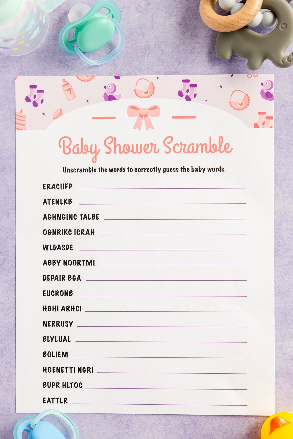 free baby shower games printable worksheets