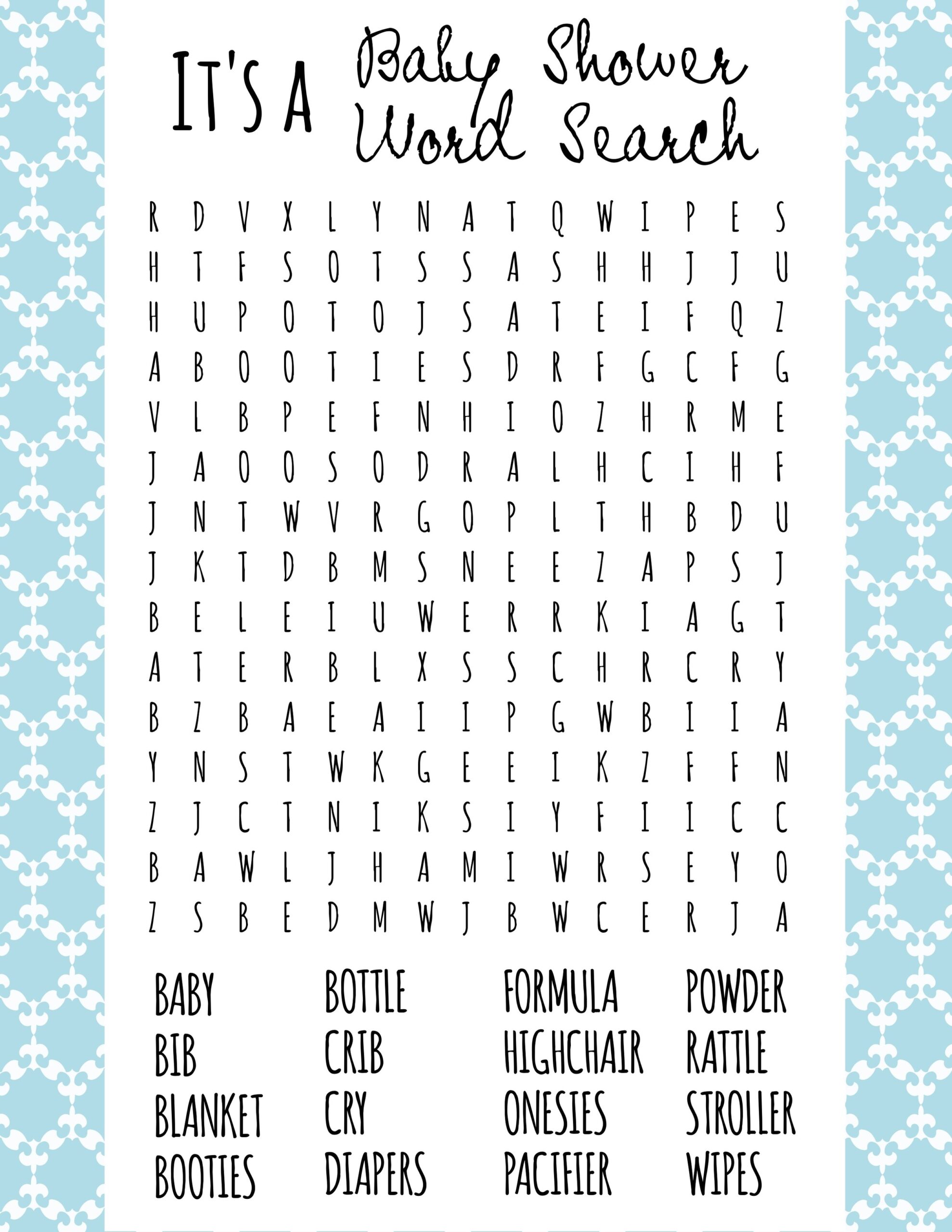 free baby shower games printable