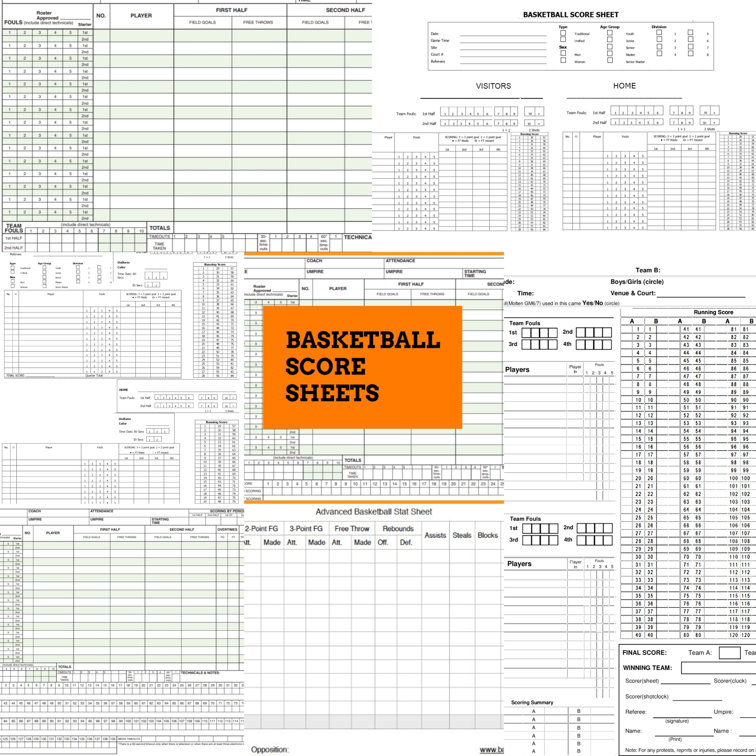 Free Printable Basketball Score Sheets Stat Sheets From Score Books