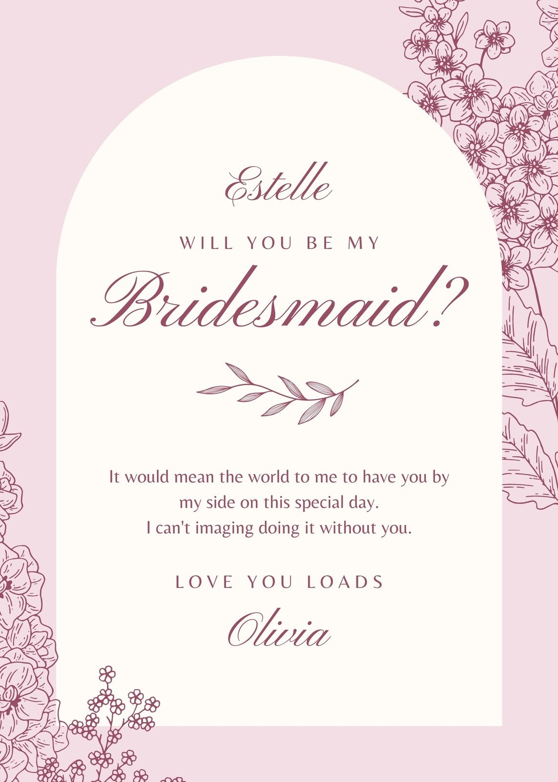 Free Printable Be My Bridesmaid Invitation Templates Canva