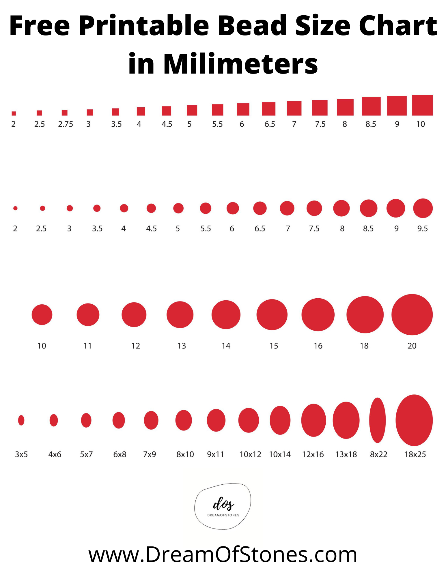 Free Printable Bead Size Chart Free Printable Bead Size Chart
