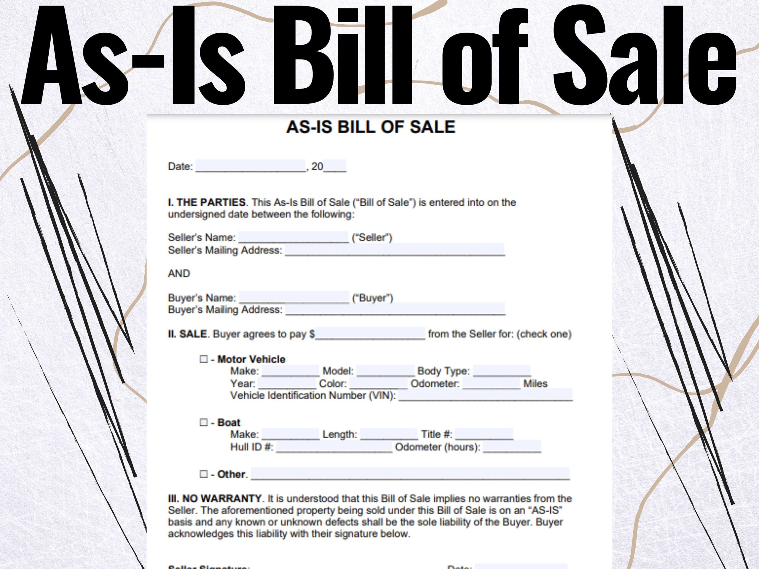 as is no warranty printable form