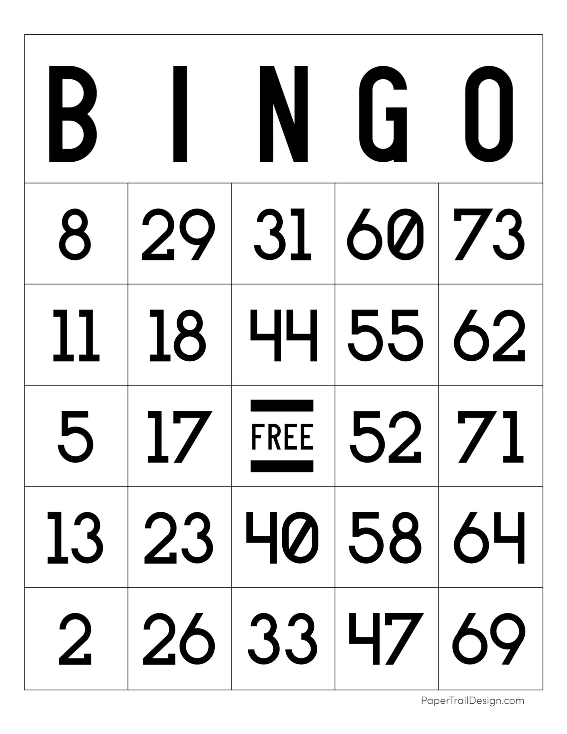 Free Printable Bingo Cards Paper Trail Design Worksheets Library