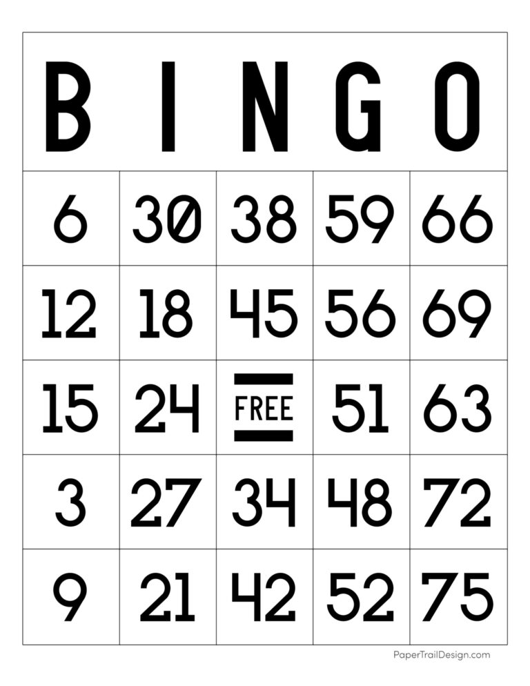 Free Printable Bingo Cards Paper Trail Design Worksheets Library