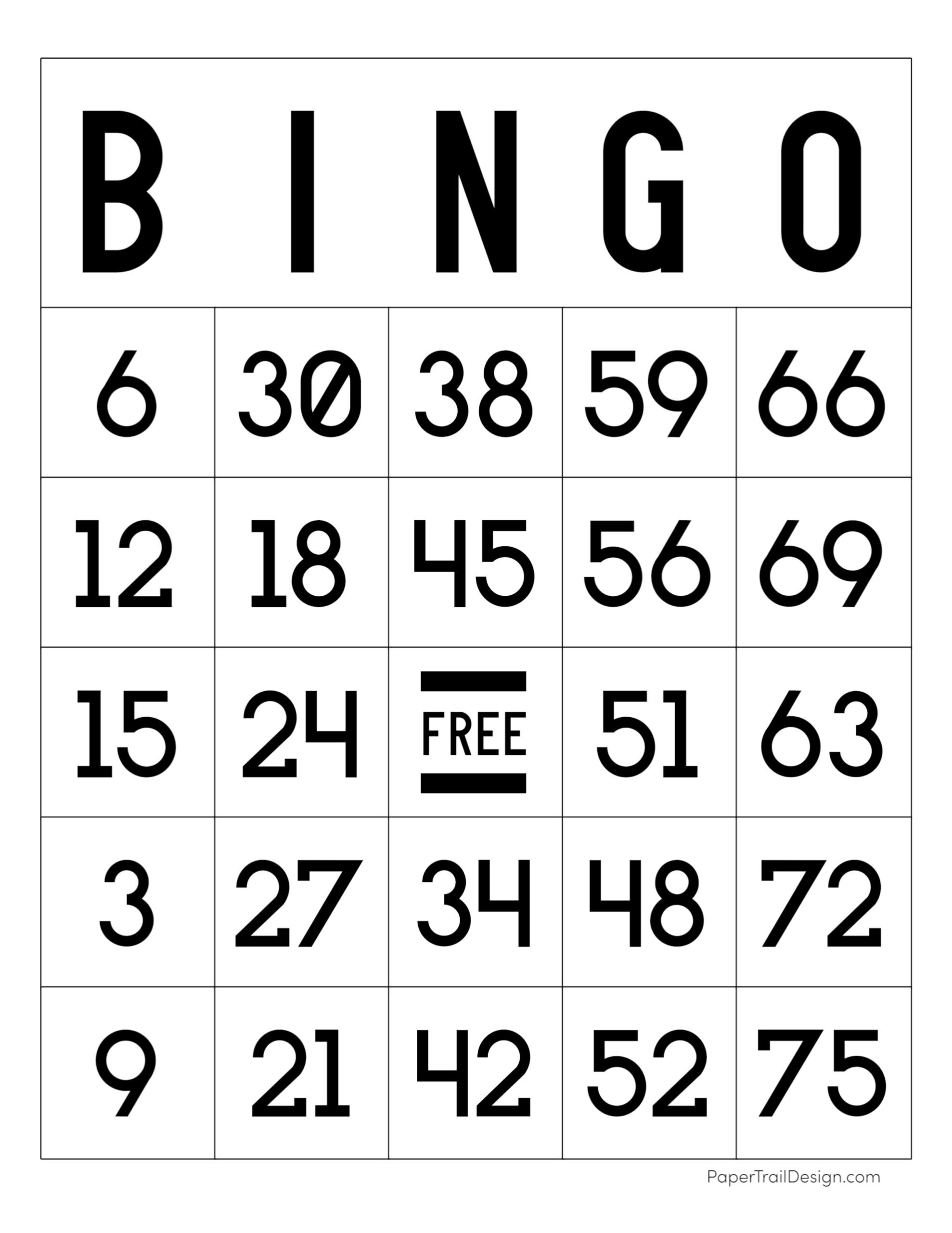 Free Printable Bingo Cards Paper Trail Design Worksheets Library