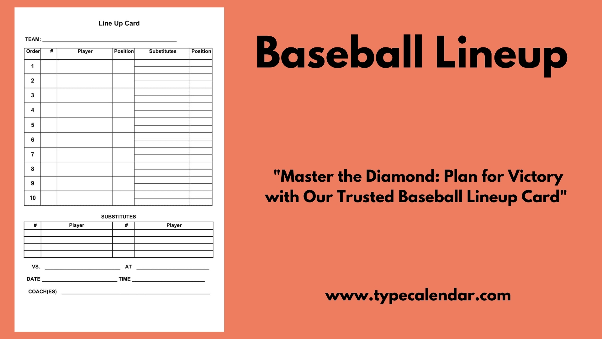 Free Printable Blank Baseball Lineup Templates PDF Online