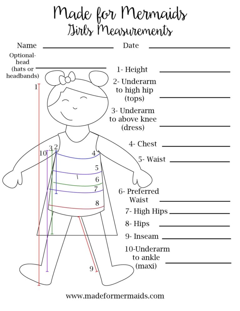 FREE Printable Blank Measurement Chart For Adults U0026 Youth