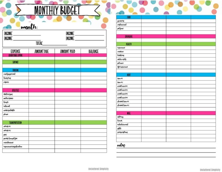 Free Printable Budget Planning Worksheets Organize U0026 Declutter