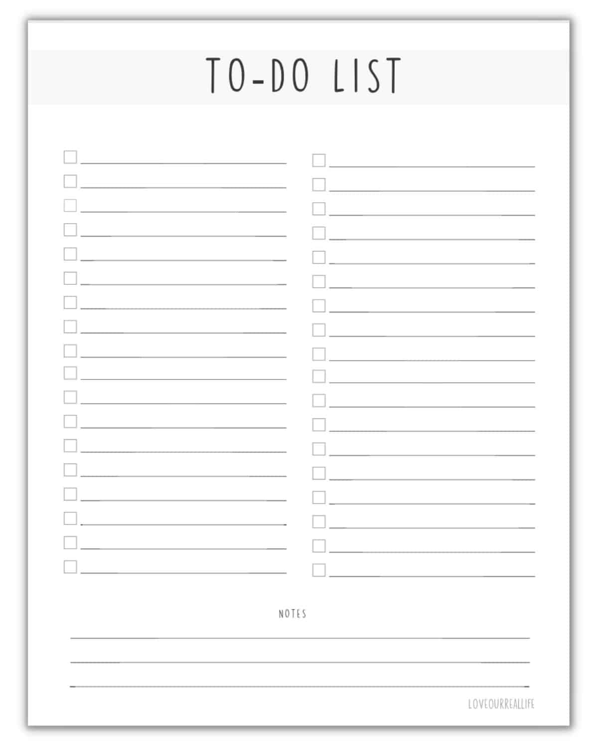 free printable blank checklist