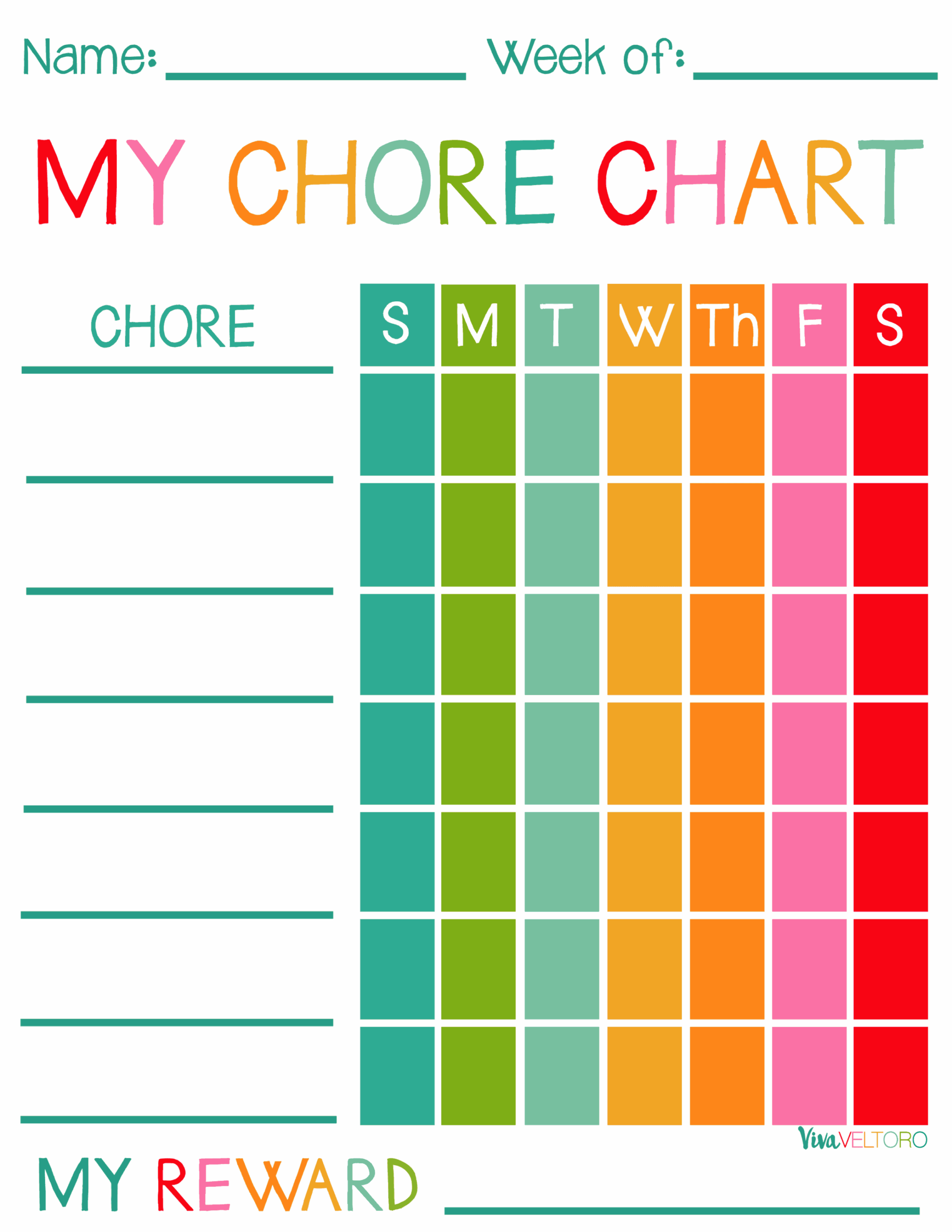 printable blank chore chart template kids